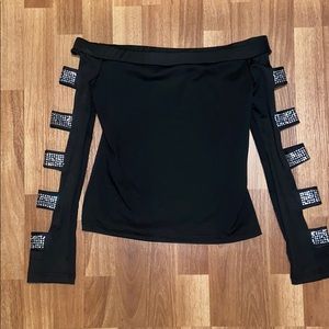 NWT |Classic Black Off shoulder Top Embellishments